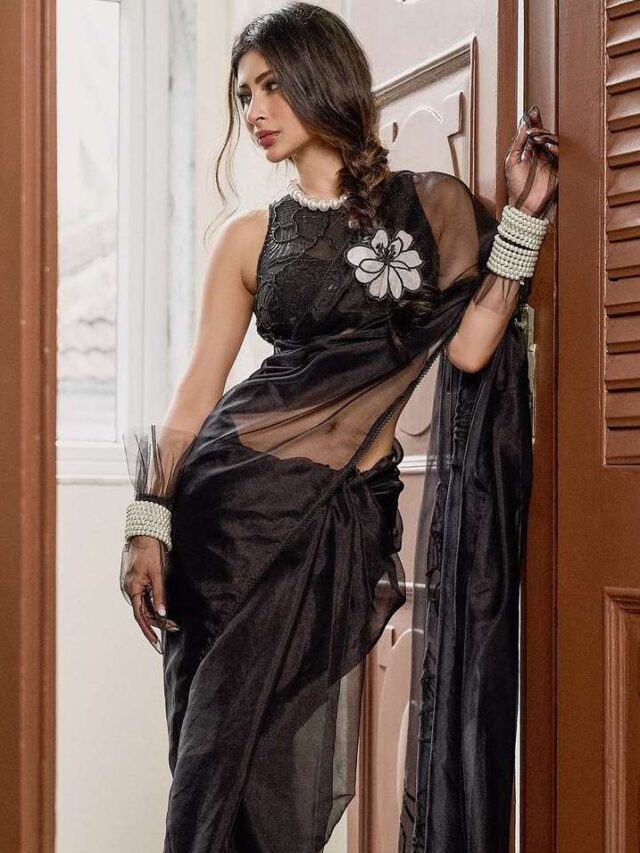 Black Net saree